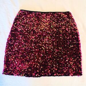 Hot & Delicious Red and Pink Sequin Mini Skirt size small